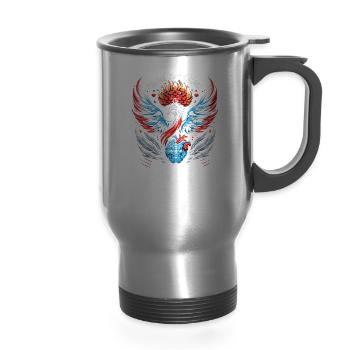 Stroke Survivor Stroke Awareness Rehab Stroke - 14 oz Travel Mug with Handle - silver - Front