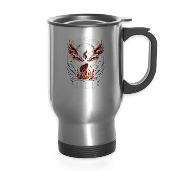 Stroke Survivor Stroke Awareness Rehab Stroke - 14 oz Travel Mug with Handle - silver - Front