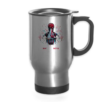 Stroke Survivor Stroke Awareness Rehab Stroke - 14 oz Travel Mug with Handle - silver - Front