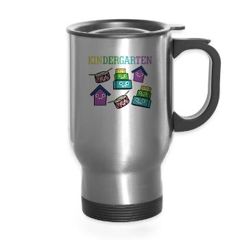 Kindergarten - 14 oz Travel Mug with Handle - silver - Front