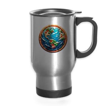 Pizza Planet Earth - 14 oz Travel Mug with Handle - silver - Front