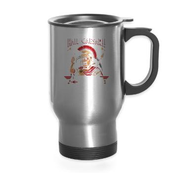 Julius Caesar Roman History Roman Empire Gladiator - 14 oz Travel Mug with Handle - silver - Front