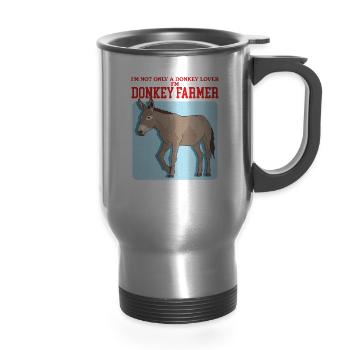 Donkeys Owner I'm A Donkey Farmer - 14 oz Travel Mug with Handle - silver - Front