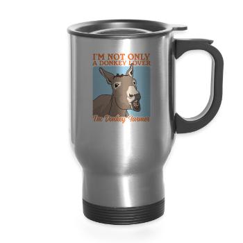 Donkeys Owner I'm A Donkey Farmer - 14 oz Travel Mug with Handle - silver - Front
