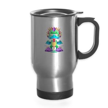 Renaissance Fair Outfit Medieval Ren Faire - 14 oz Travel Mug with Handle - silver - Front