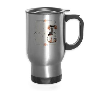 Renaissance Fair Outfit Medieval Ren Faire - 14 oz Travel Mug with Handle - silver - Front