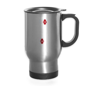 Domestic Violence Awareness Raising Awareness - 14 oz Travel Mug with Handle - silver - Front