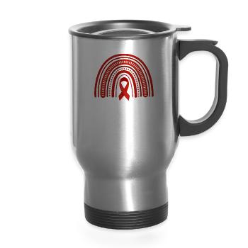 Stroke Warrior Stroke Awareness Month - 14 oz Travel Mug with Handle - silver - Front