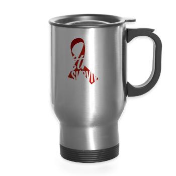 Stroke Warrior Stroke Awareness Month - 14 oz Travel Mug with Handle - silver - Front