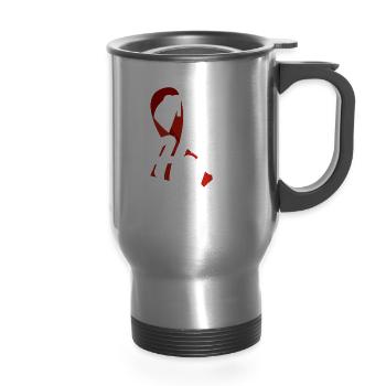 Stroke Warrior Stroke Awareness Month - 14 oz Travel Mug with Handle - silver - Front