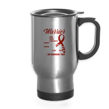 Stroke Warrior Stroke Awareness Month - 14 oz Travel Mug with Handle - silver - Front