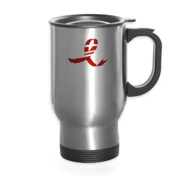 Stroke Warrior Stroke Awareness Month - 14 oz Travel Mug with Handle - silver - Front