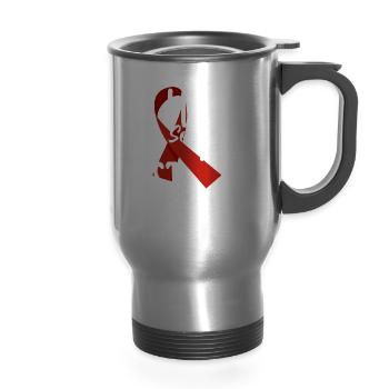 Stroke Warrior Stroke Awareness Month - 14 oz Travel Mug with Handle - silver - Front