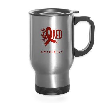 Stroke Warrior Stroke Awareness Month - 14 oz Travel Mug with Handle - silver - Front