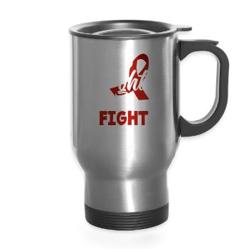 Stroke Warrior Stroke Awareness Month - 14 oz Travel Mug with Handle - silver - Front