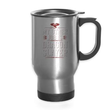 Renaissance Fair Outfit Medieval Ren Faire - 14 oz Travel Mug with Handle - silver - Front