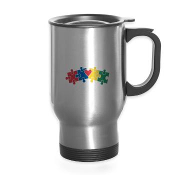 Puzzle Queen - 14 oz Travel Mug with Handle - silver - Front