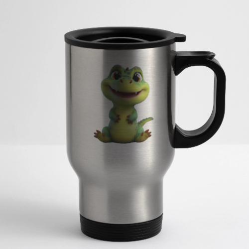 Playful Cartoon Baby Alligator - 14 oz Travel Mug with Handle