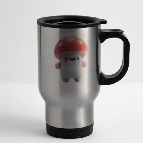Mushroom: Red Forest Friend - 14 oz Travel Mug with Handle