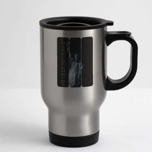 USA: Vertical Liberty - 14 oz Travel Mug with Handle