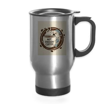 Not Enough Coffee Santa - 14 oz Travel Mug with Handle - silver - Front