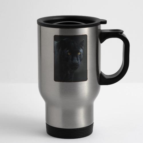 Black Panther Glowing Eyes Design - 14 oz Travel Mug with Handle
