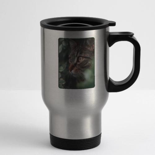 Tabby Cat Jungle Eyes Design - 14 oz Travel Mug with Handle