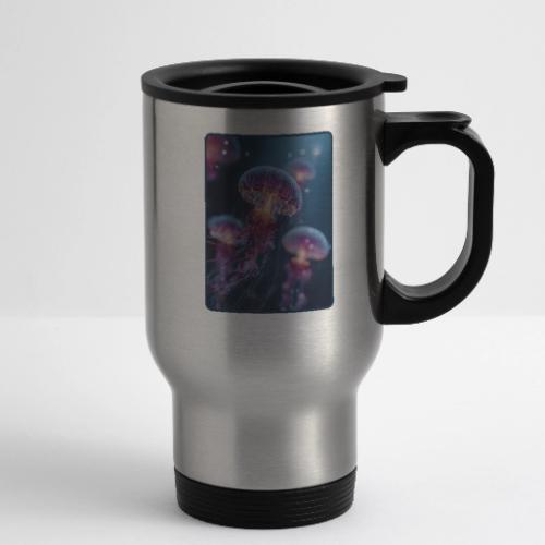 Glowing Jellyfish Deep Sea Design - 14 oz Travel Mug with Handle