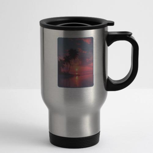 Tropical Sunset Ocean Reflection Design - 14 oz Travel Mug with Handle
