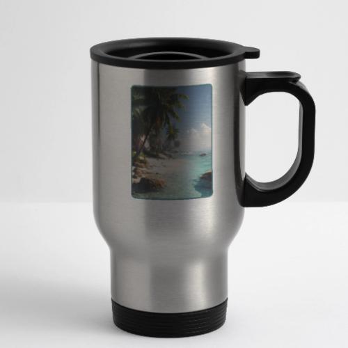 Tropical Beach Paradise Palm Design - 14 oz Travel Mug with Handle