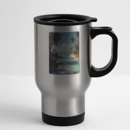 Tropical Island Paradise Ocean Design - 14 oz Travel Mug with Handle