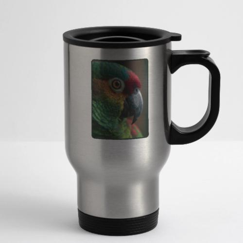 Colorful Parrot Close-Up Design - 14 oz Travel Mug with Handle