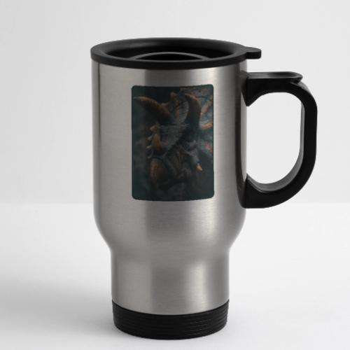 Triceratops Detailed Portrait Design - 14 oz Travel Mug with Handle