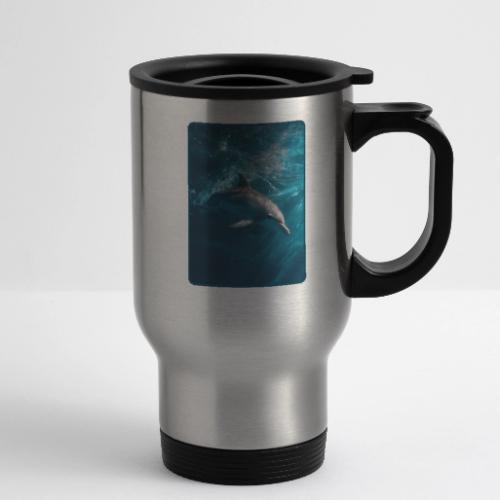 Dolphin Sunlit Ocean Serenity Design - 14 oz Travel Mug with Handle