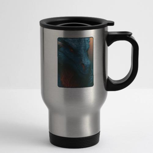 Turquoise Dragon Fire Eye Design - 14 oz Travel Mug with Handle
