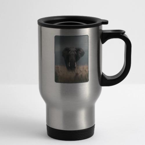 Majestic African Elephant Portrait Design - 14 oz Travel Mug with Handle