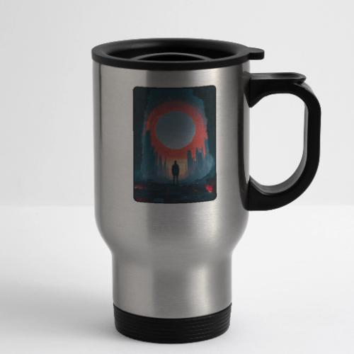 Cosmic Portal Future City Design - 14 oz Travel Mug with Handle