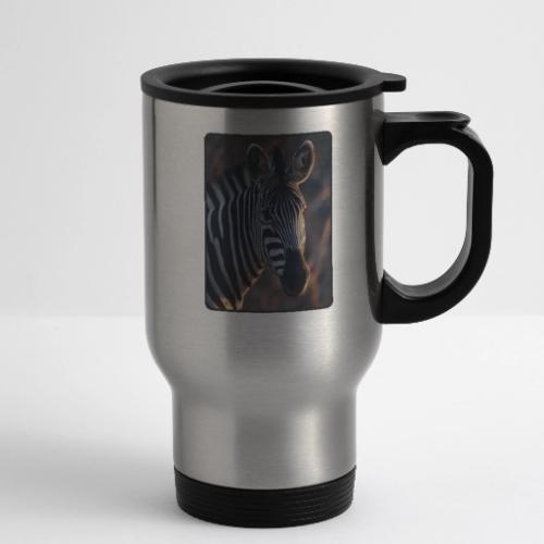 Majestic Zebra Sunset Portrait Design - 14 oz Travel Mug with Handle