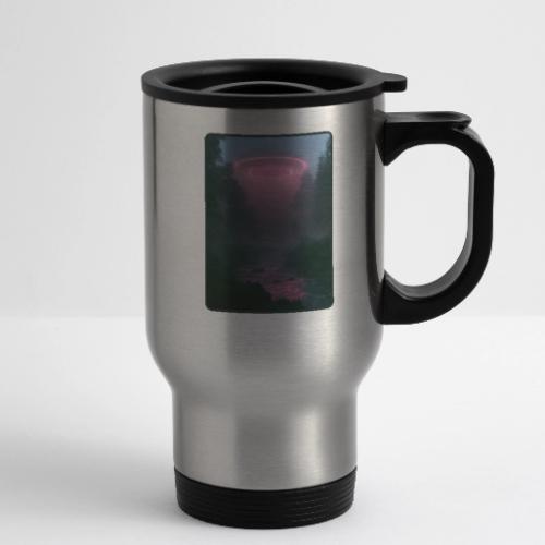 Neon UFO Forest River Design - 14 oz Travel Mug with Handle