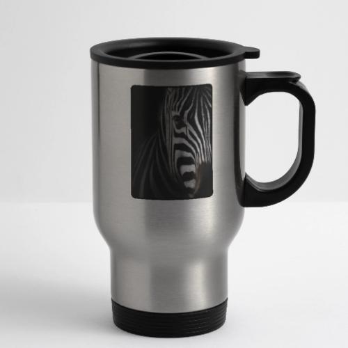 Zebra High Contrast Portrait Design - 14 oz Travel Mug with Handle