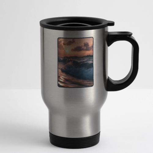 Golden Sunset Ocean Wave - 14 oz Travel Mug with Handle