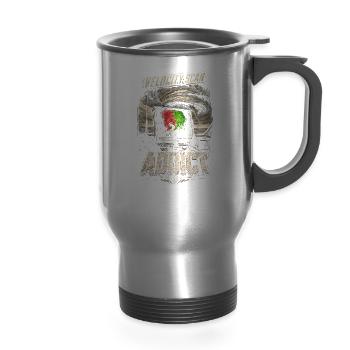 Storm Hunter Meteorologist Velocity Scan - 14 oz Travel Mug with Handle - silver - Front
