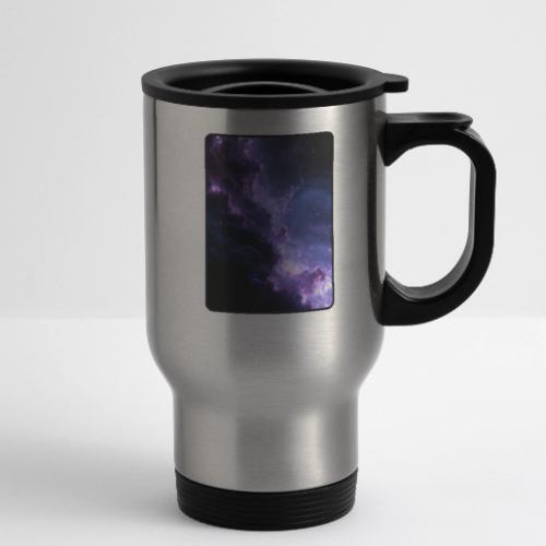 Purple Nebula Space Design - 14 oz Travel Mug with Handle
