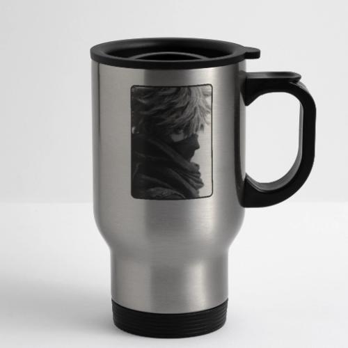 Battle-Worn Ninja Portrait - 14 oz Travel Mug with Handle