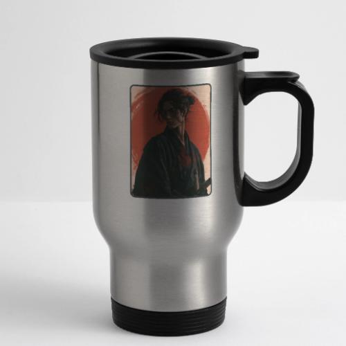 Samurai Beneath the Red Sun - 14 oz Travel Mug with Handle