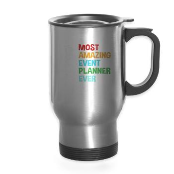 Event Planning Wedding Coordinator Event Planner - 14 oz Travel Mug with Handle - silver - Front