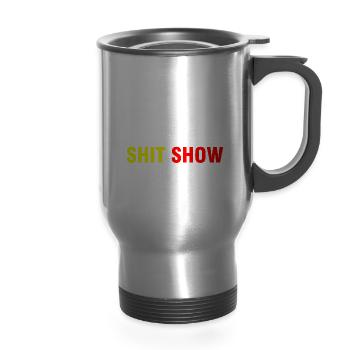 Coordinator Of The Entire Shitshow - 14 oz Travel Mug with Handle - silver - Front