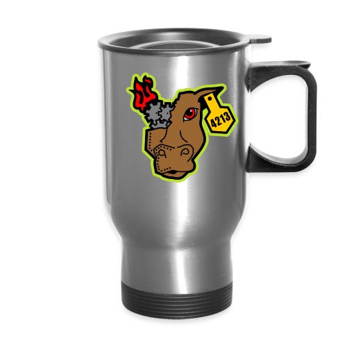 MetalCowRobotics Logo with Green Outline - Travel Mug with Handle