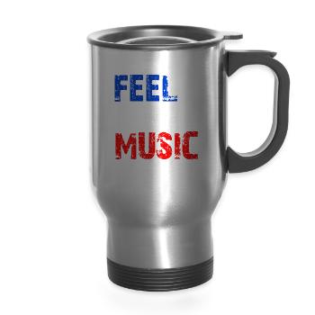Feel the Music 3 - 14 oz Travel Mug with Handle - silver - Front