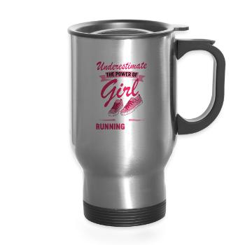 Running Girl - 14 oz Travel Mug with Handle - silver - Front